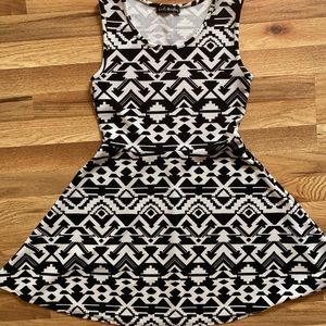 French Atmosphere Black & White Skater Dress